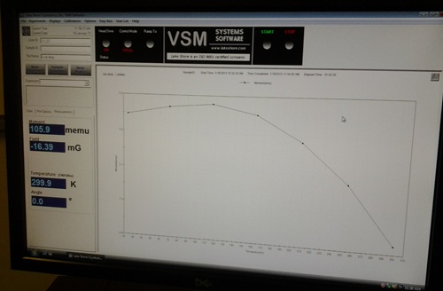 A finished test measurement: a low temperature measurement of a Ni sphere sample.